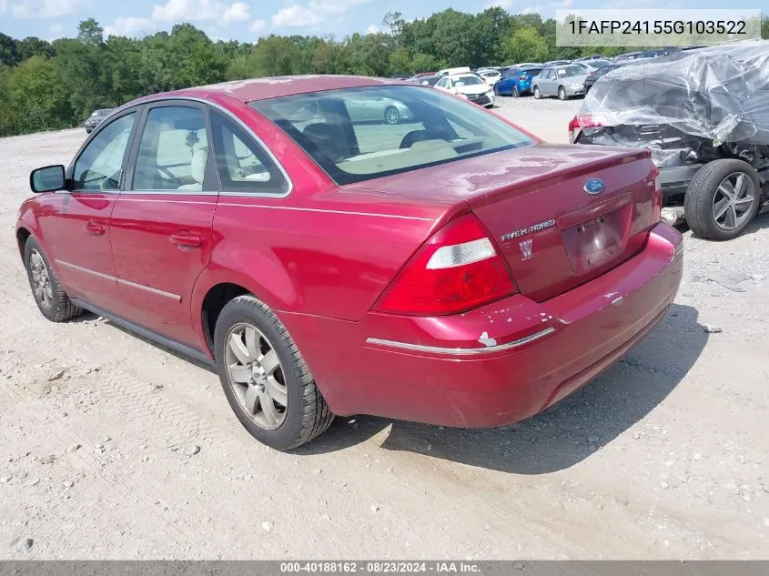 2005 Ford Five Hundred Sel VIN: 1FAFP24155G103522 Lot: 40188162