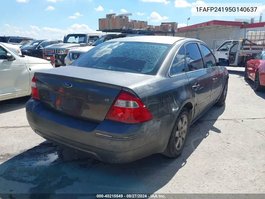 2005 Ford Five Hundred Sel VIN: 1FAFP24195G140637 Lot: 40215549