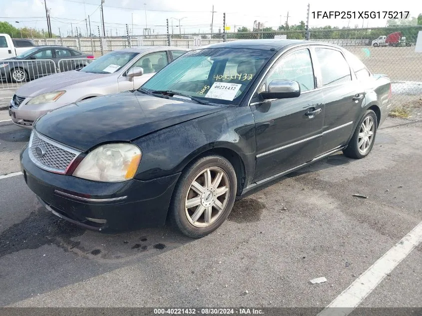 2005 Ford Five Hundred Limited VIN: 1FAFP251X5G175217 Lot: 40221432