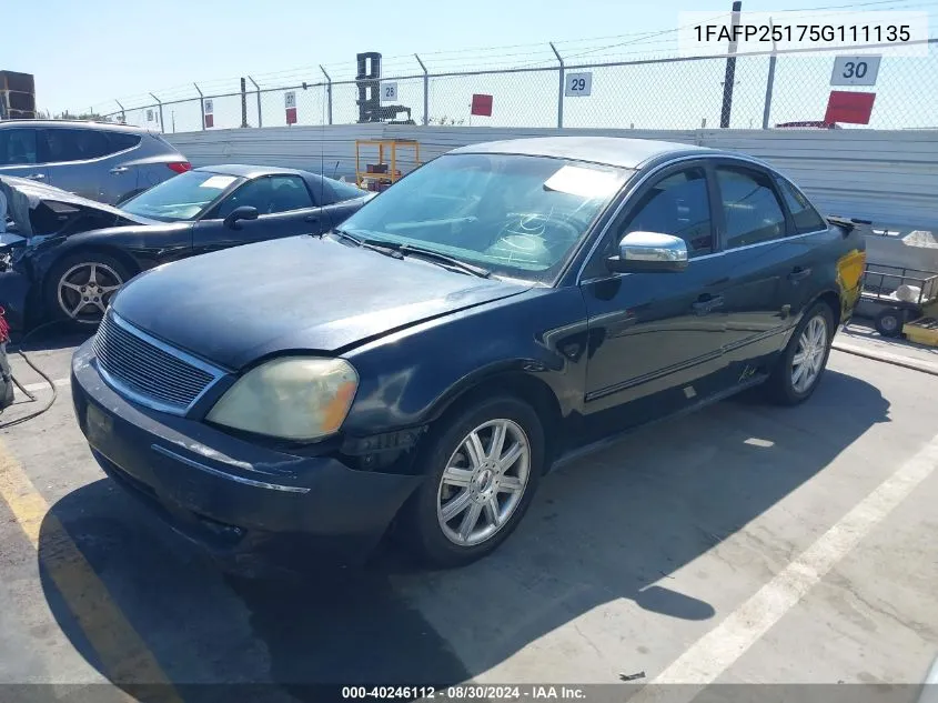 2005 Ford Five Hundred Limited VIN: 1FAFP25175G111135 Lot: 40246112