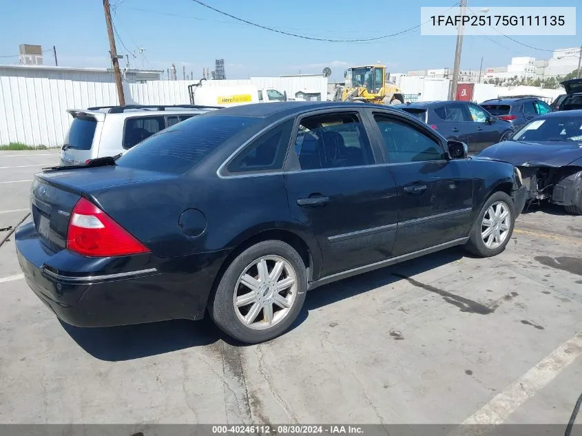 1FAFP25175G111135 2005 Ford Five Hundred Limited