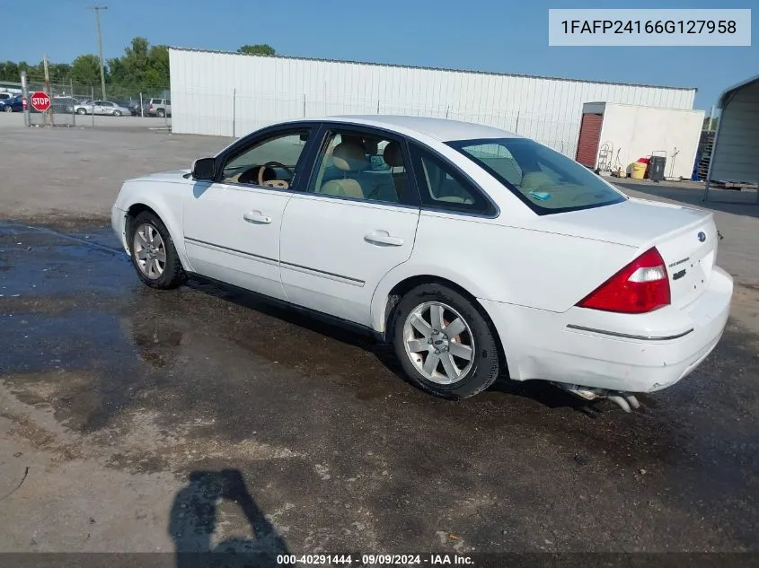 2006 Ford Five Hundred Sel VIN: 1FAFP24166G127958 Lot: 40291444