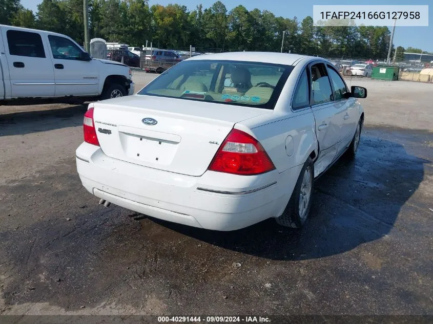 2006 Ford Five Hundred Sel VIN: 1FAFP24166G127958 Lot: 40291444