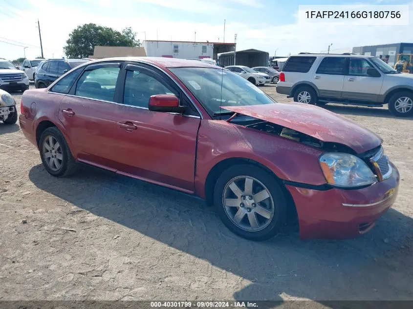 2006 Ford Five Hundred Sel VIN: 1FAFP24166G180756 Lot: 40301799