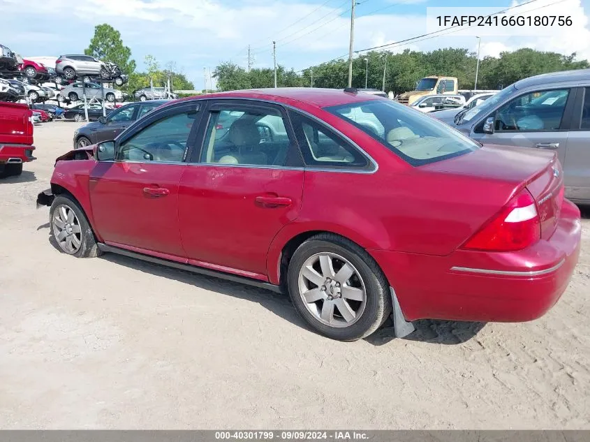 2006 Ford Five Hundred Sel VIN: 1FAFP24166G180756 Lot: 40301799