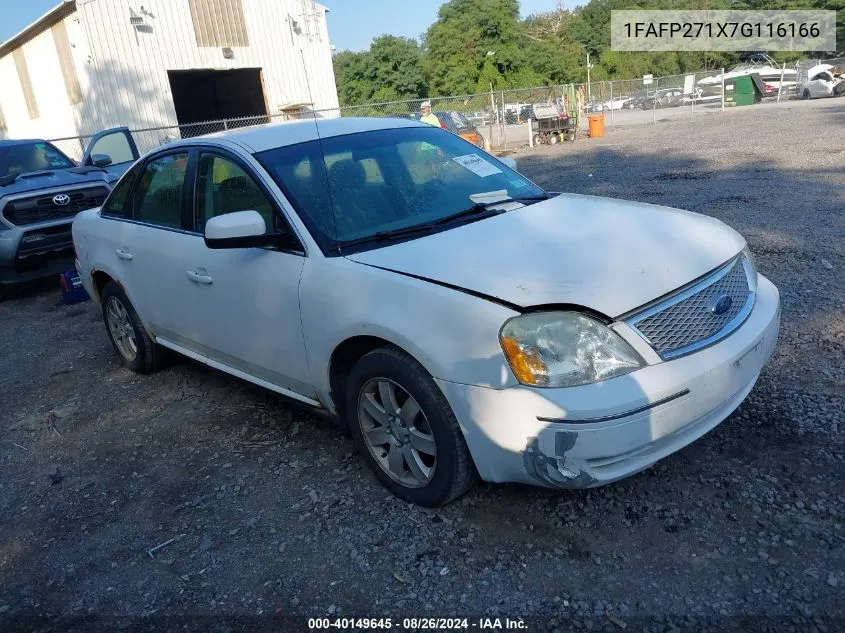 2007 Ford Five Hundred Sel VIN: 1FAFP271X7G116166 Lot: 40149645