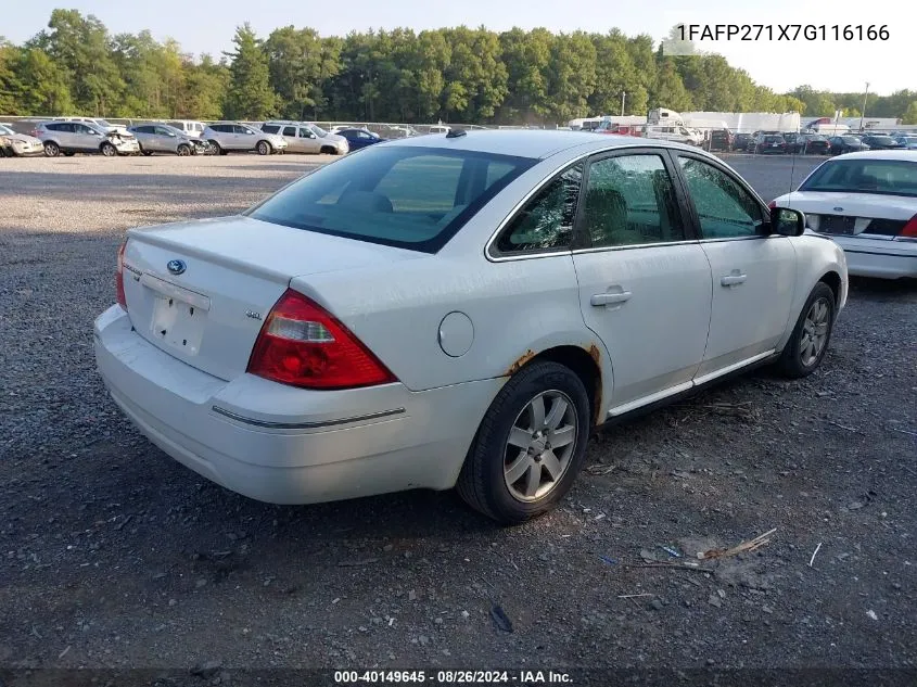 2007 Ford Five Hundred Sel VIN: 1FAFP271X7G116166 Lot: 40149645