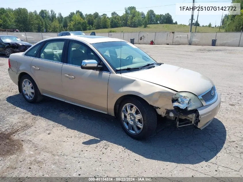 2007 Ford Five Hundred Limited VIN: 1FAHP25107G142772 Lot: 40154524