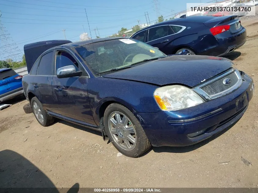 2007 Ford Five Hundred Limited VIN: 1FAHP28137G134760 Lot: 40258958