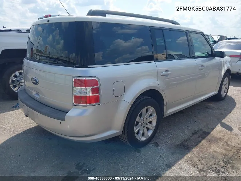 2010 Ford Flex Se VIN: 2FMGK5BC0ABA31774 Lot: 40336300