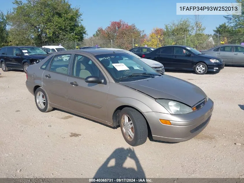 2003 Ford Focus Se VIN: 1FAFP34P93W252013 Lot: 40365731