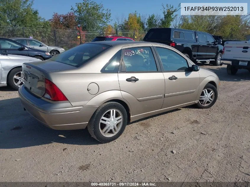 2003 Ford Focus Se VIN: 1FAFP34P93W252013 Lot: 40365731