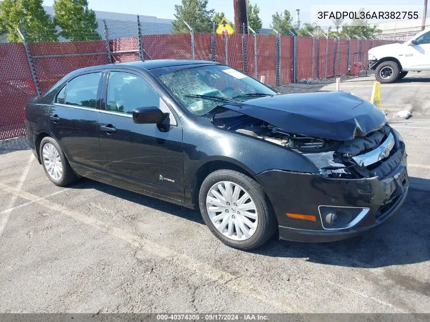 2010 Ford Fusion Hybrid VIN: 3FADP0L36AR382755 Lot: 40374305