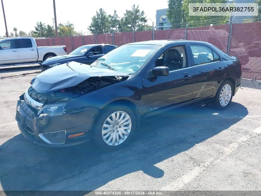 2010 Ford Fusion Hybrid VIN: 3FADP0L36AR382755 Lot: 40374305