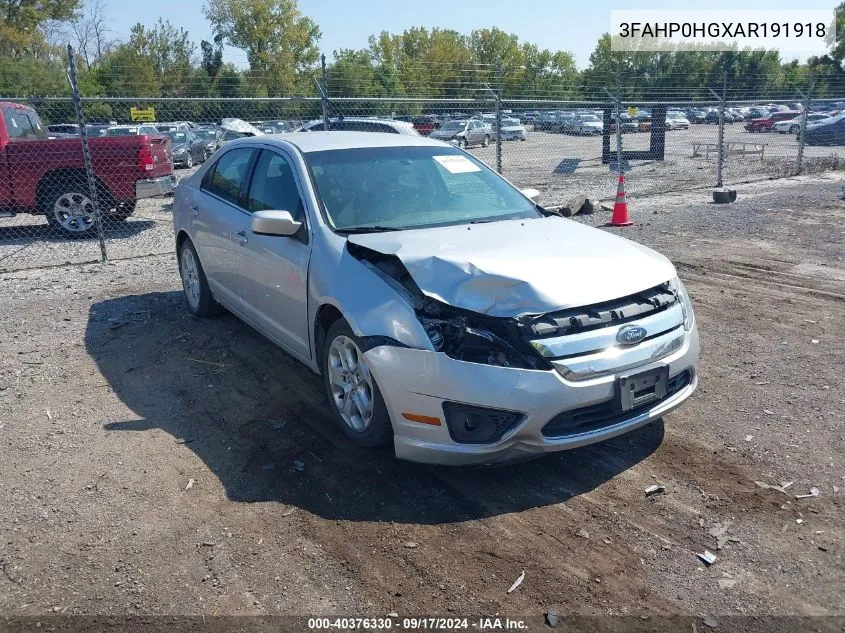 2010 Ford Fusion Se VIN: 3FAHP0HGXAR191918 Lot: 40376330