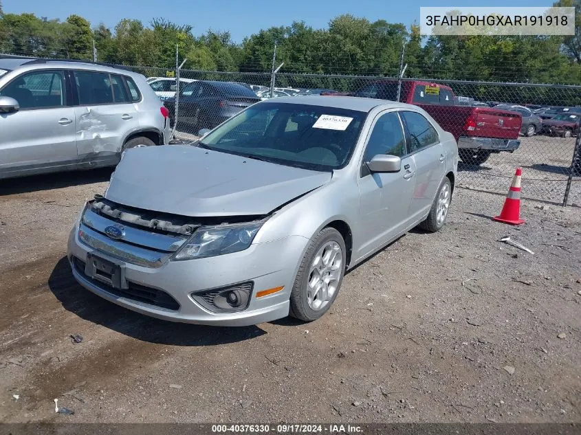 2010 Ford Fusion Se VIN: 3FAHP0HGXAR191918 Lot: 40376330