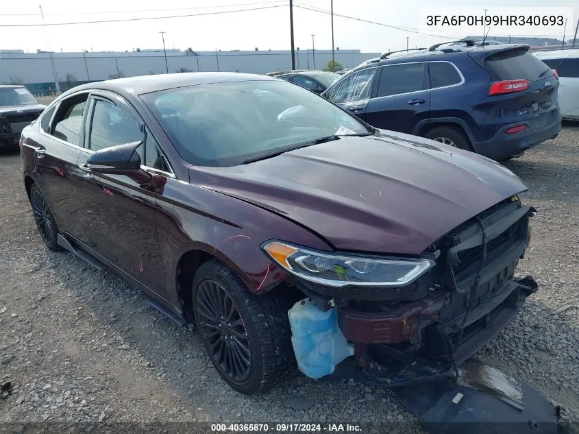 2017 Ford Fusion Se VIN: 3FA6P0H99HR340693 Lot: 40365870