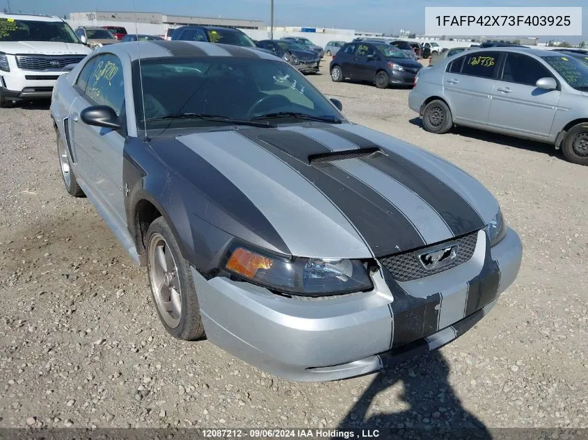 2003 Ford Mustang VIN: 1FAFP42X73F403925 Lot: 12087212