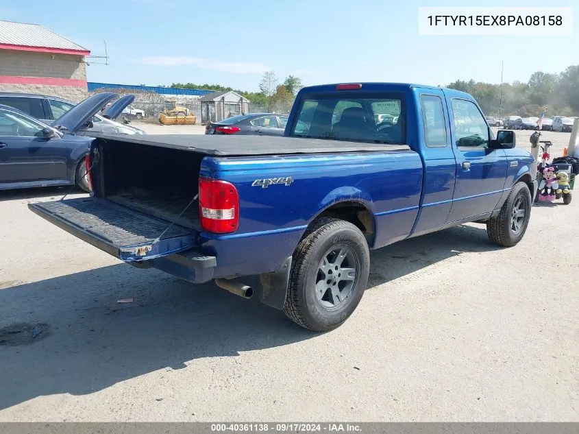 2008 Ford Ranger Fx4 Off-Road/Sport/Xl/Xlt VIN: 1FTYR15EX8PA08158 Lot: 40361138