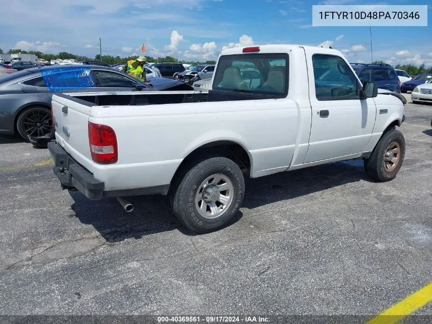 2008 Ford Ranger Xl/Xlt VIN: 1FTYR10D48PA70346 Lot: 40369561