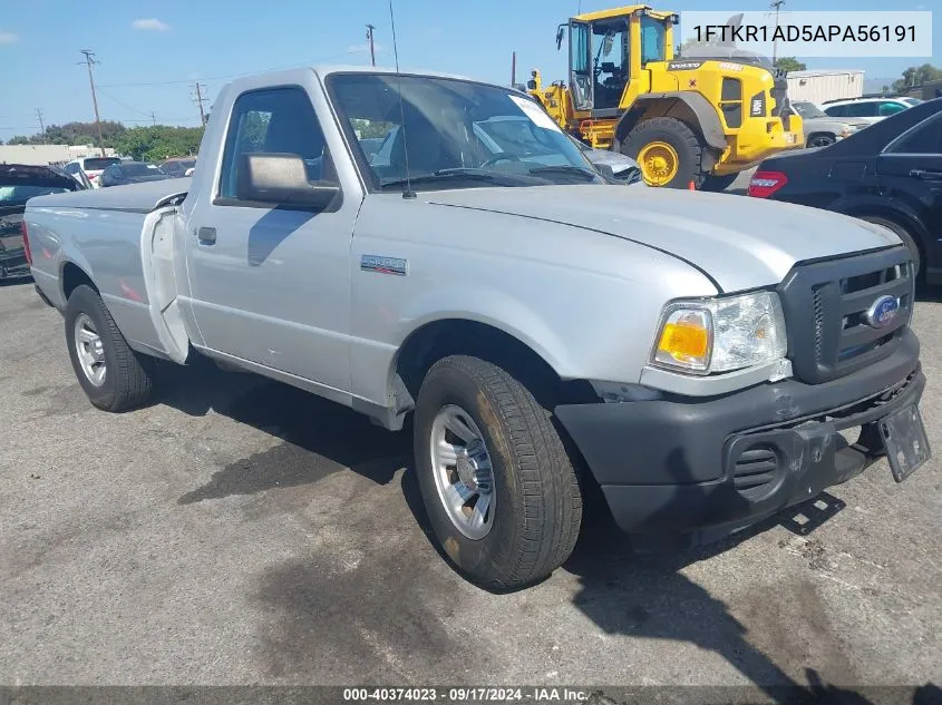 2010 Ford Ranger Xl/Xlt VIN: 1FTKR1AD5APA56191 Lot: 40374023