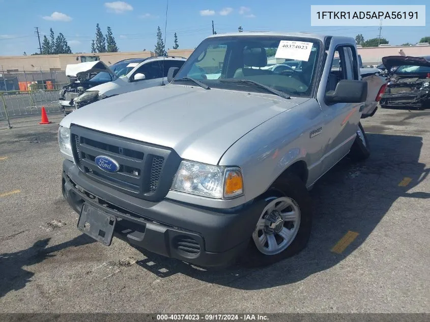 2010 Ford Ranger Xl/Xlt VIN: 1FTKR1AD5APA56191 Lot: 40374023