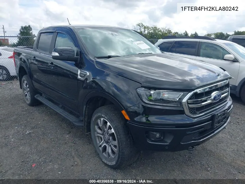 2019 Ford Ranger Lariat VIN: 1FTER4FH2KLA80242 Lot: 40356538