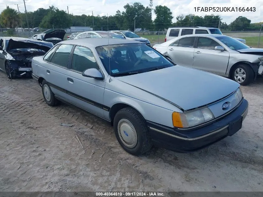 1989 Ford Taurus Gl VIN: 1FABP52U0KA166443 Lot: 40364510