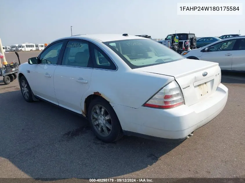 2008 Ford Taurus Sel VIN: 1FAHP24W18G175584 Lot: 40298179