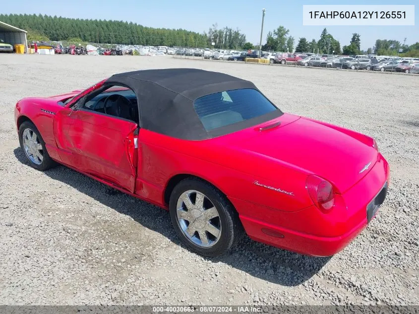 1FAHP60A12Y126551 2002 Ford Thunderbird