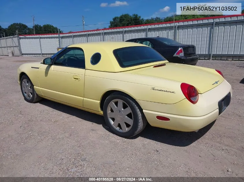 2002 Ford Thunderbird VIN: 1FAHP60A52Y103502 Lot: 40195528