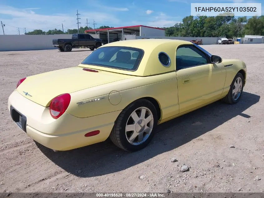 2002 Ford Thunderbird VIN: 1FAHP60A52Y103502 Lot: 40195528