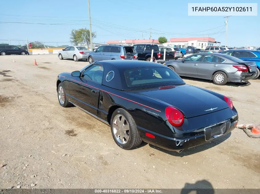 2002 Ford Thunderbird VIN: 1FAHP60A52Y102611 Lot: 40316822