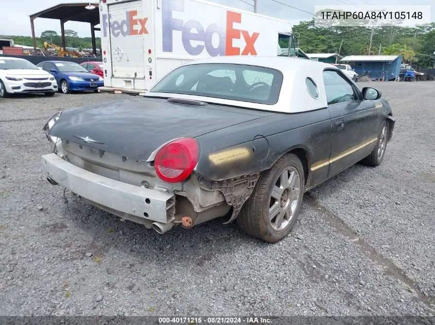 2004 Ford Thunderbird VIN: 1FAHP60A84Y105148 Lot: 40171215