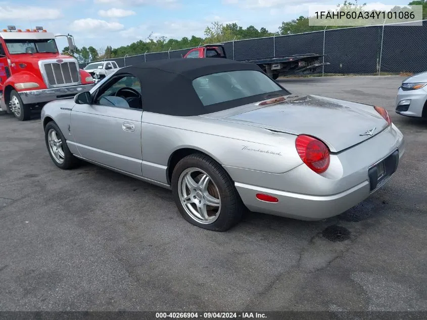 2004 Ford Thunderbird VIN: 1FAHP60A34Y101086 Lot: 40266904