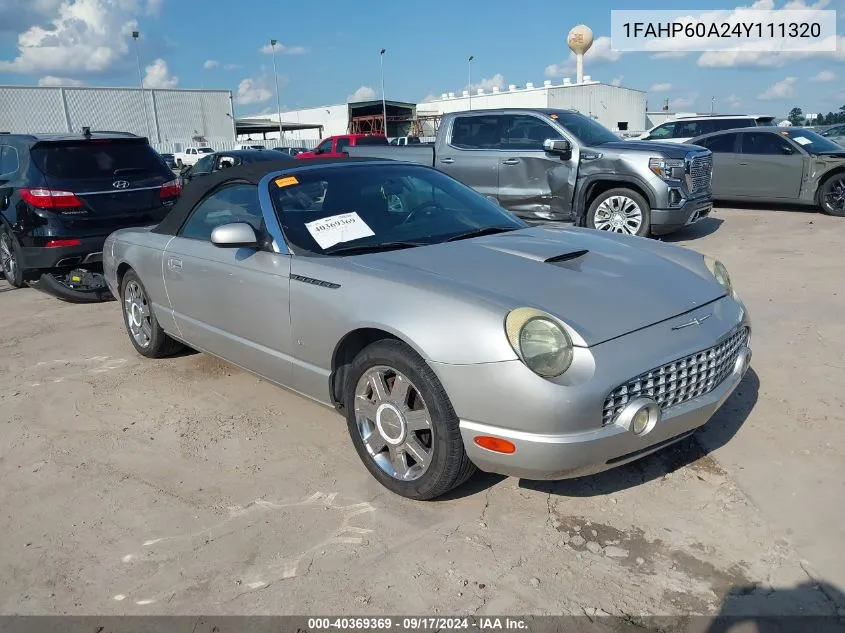 2004 Ford Thunderbird VIN: 1FAHP60A24Y111320 Lot: 40369369