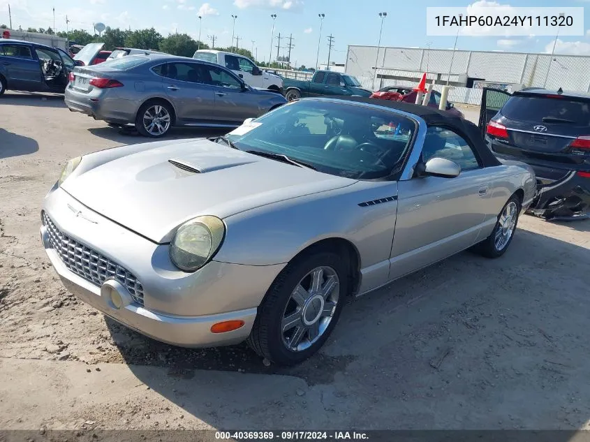 2004 Ford Thunderbird VIN: 1FAHP60A24Y111320 Lot: 40369369