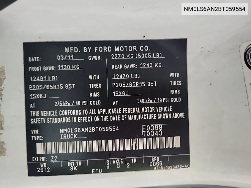 NM0LS6AN2BT059554 2011 Ford Transit Connect Xl