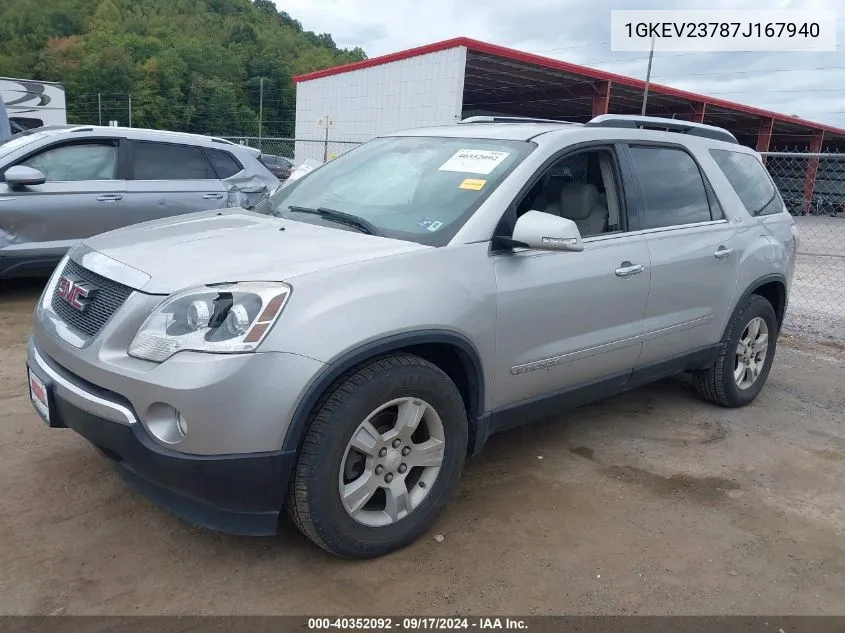 2007 GMC Acadia Slt-1 VIN: 1GKEV23787J167940 Lot: 40352092