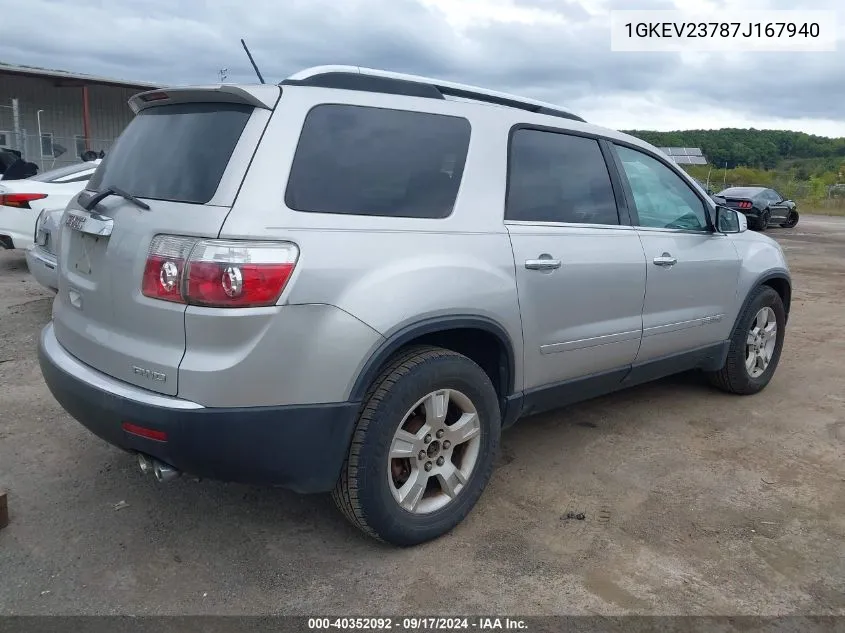 2007 GMC Acadia Slt-1 VIN: 1GKEV23787J167940 Lot: 40352092