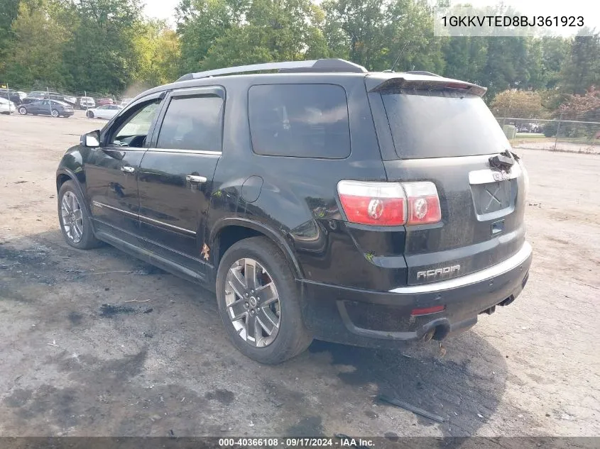 2011 GMC Acadia Denali VIN: 1GKKVTED8BJ361923 Lot: 40366108