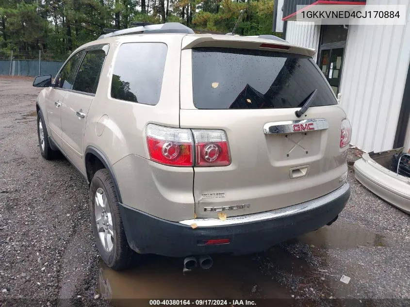 2012 GMC Acadia Sl VIN: 1GKKVNED4CJ170884 Lot: 40380164