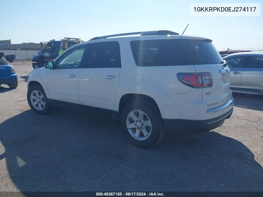 1GKKRPKD0EJ274117 2014 GMC Acadia Sle-2