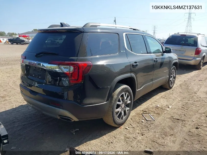 2021 GMC Acadia Fwd Sle VIN: 1GKKNKLS4MZ137631 Lot: 40368078