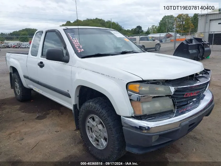 2007 GMC Canyon Sle2 VIN: 1GTDT19E078140400 Lot: 40365515