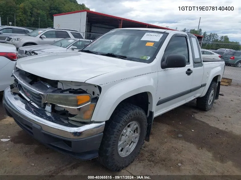 2007 GMC Canyon Sle2 VIN: 1GTDT19E078140400 Lot: 40365515