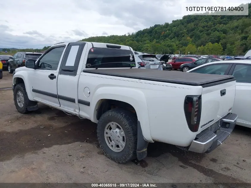 2007 GMC Canyon Sle2 VIN: 1GTDT19E078140400 Lot: 40365515