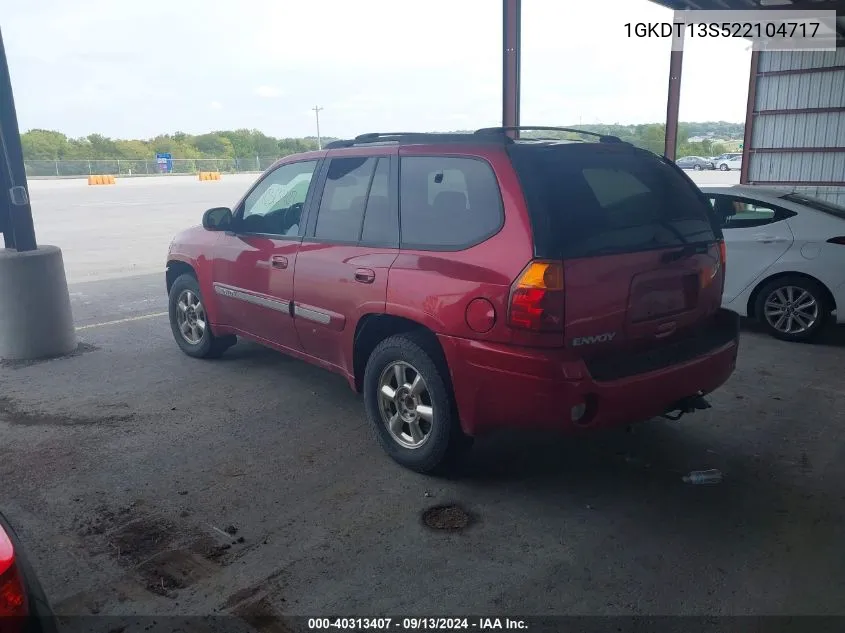 2002 GMC Envoy Slt VIN: 1GKDT13S522104717 Lot: 40313407