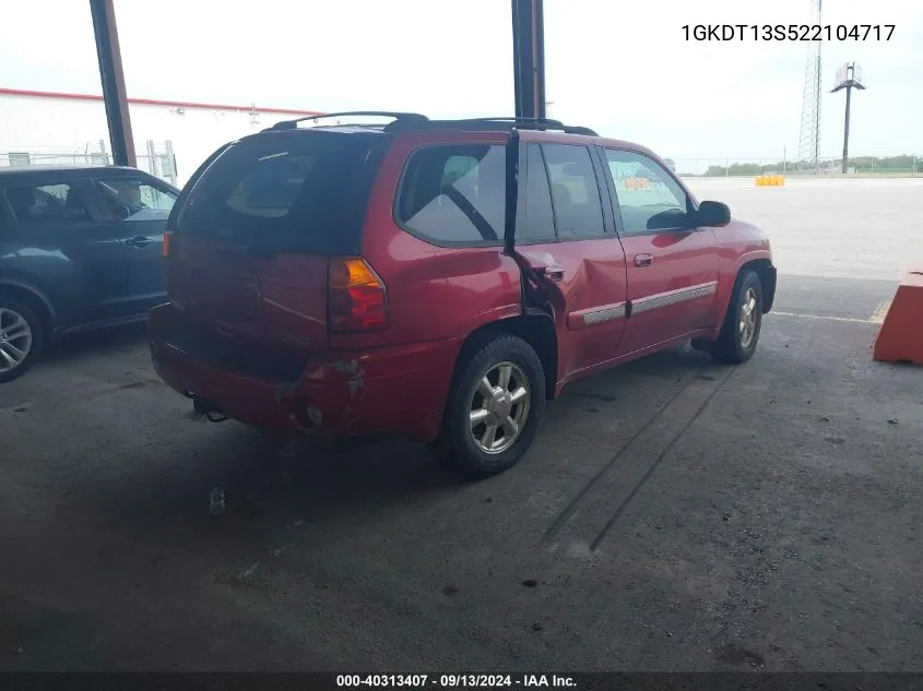 2002 GMC Envoy Slt VIN: 1GKDT13S522104717 Lot: 40313407