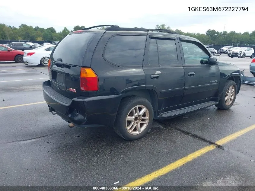 2007 GMC Envoy Denali VIN: 1GKES63M672227794 Lot: 40356366